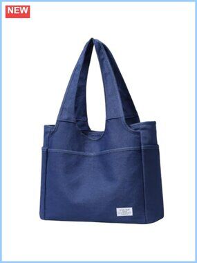 Large Canvas Tote Bag with 13 Pockets, Water Resistant, Machine Washable, Work